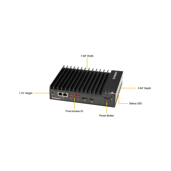Supermicro SuperServer SYS-E100-9W-C IoT Box 2-Core 4305UE max. 64GB 2xGbE M.2 Fanless 24V Wide Range Input