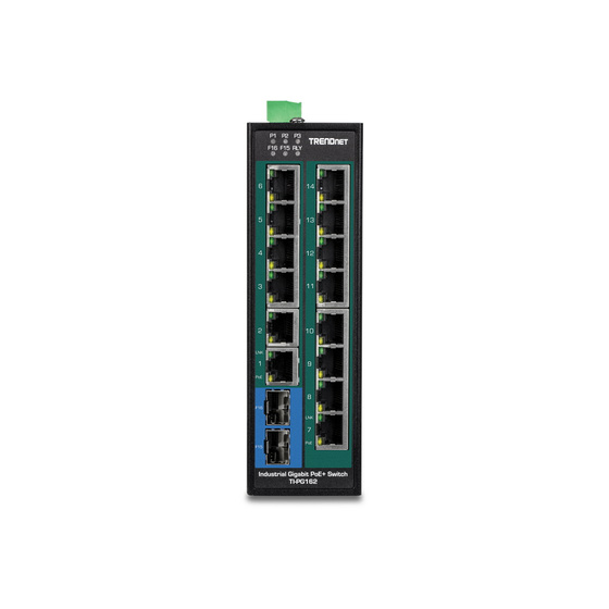 TRENDnet TI-PG162 16-Port PoE+ Switch DIN-Rail Industrial Gigabit 240W