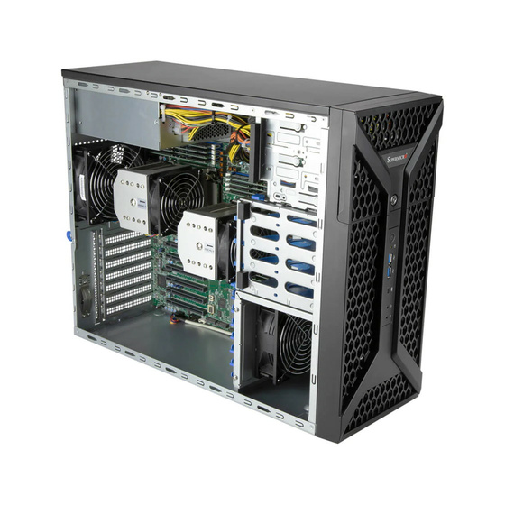 Supermicro SuperServer 730A-I Tower DP LGA4189 max. 2TB 2xGPU 4x3,5 (4x NVMe optional) 2xM.2 2xGbE 1200W