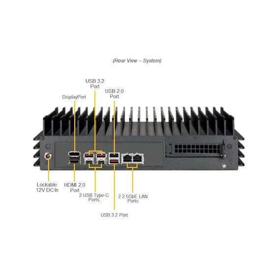 Supermicro SuperServer SYS-E302-13AD IoT Box LGA1700 max. 64GB 2x2.5GbE 1x2,5 3xM.2 TPM fanless
