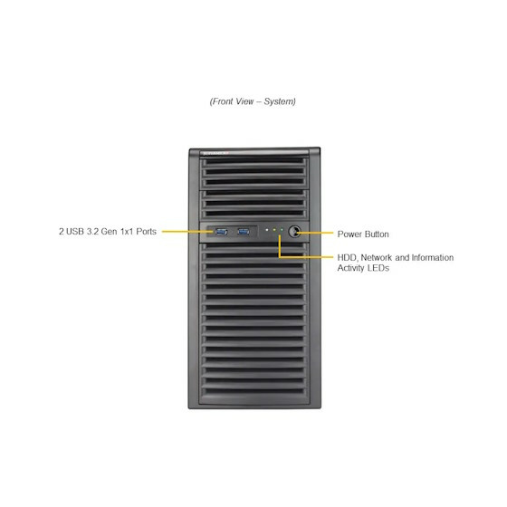 Supermicro A+ Server AS-3015A-I Tower UP LGA1718 max. 128GB 2xPCIe 5.0 4x3,5 2xM.2 2xGbE IPMI 668W