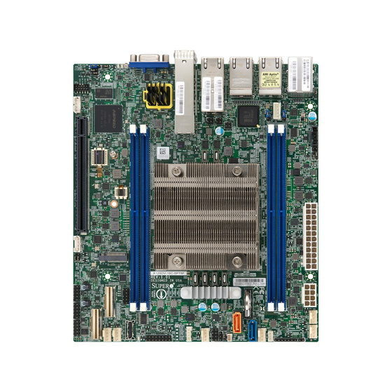 Supermicro X12SDV-4C-SPT8F max. 512GB 1xPCIe 4.0 4x1GbE 2x10GbE 2x25G SFP28 1xM.2 5xU.2 2xSATA (up to 6xSATA) IPMI w/ Intel Xeon D-2712T 15MB / 4x 1.9GHz / 8T / 65W mATX