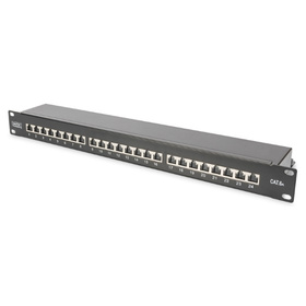 DIGITUS 19" Patch Panel Kat. 6A 24x RJ45 1HE geschirmt schwarz