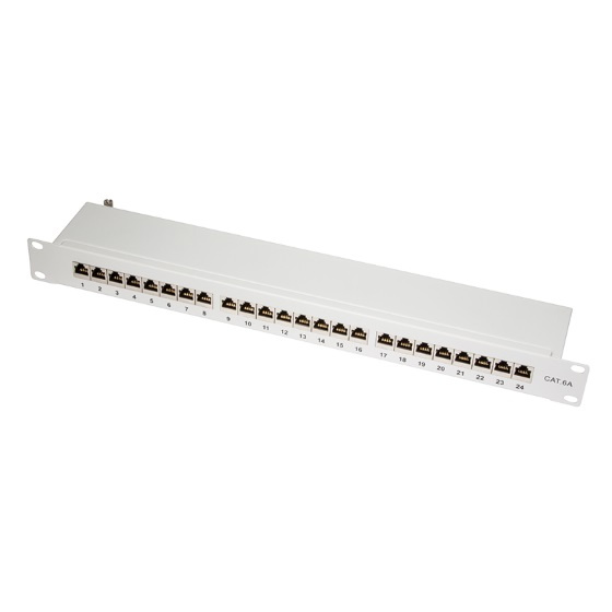 LogiLink 19 Patch Panel Kat. 6A 24x RJ45 1HE geschirmt grau