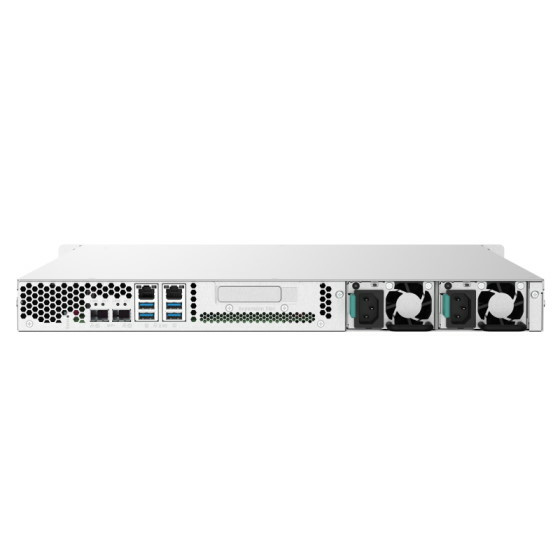 QNAP TS-432PXU-RP 1U 4-Bay 4-Core 2GB 2x10G SFP+ 2x2.5GbE RJ-45 Red. PSU